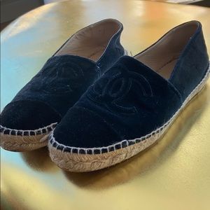 Chanel Navy velvet espadrille